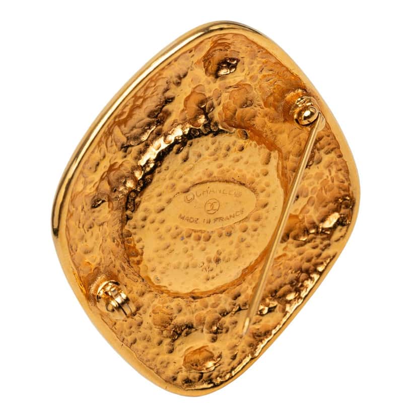 Chanel Gold Plated Baroque Faux Pearl Brooch Gold Metal Very good condition - Inside View
