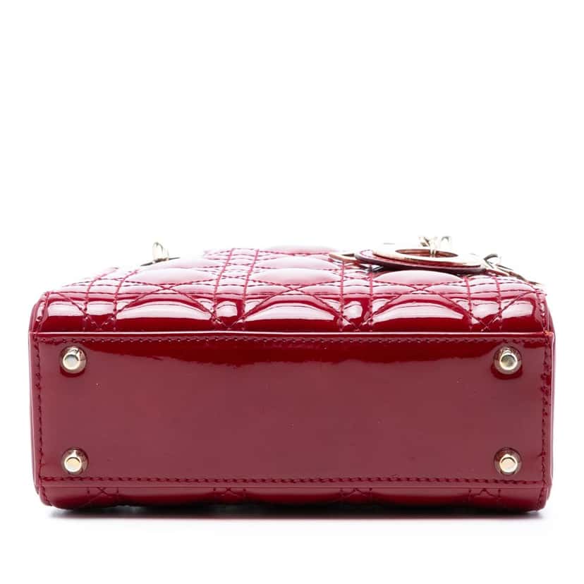 Dior Mini Patent Cannage Lady Dior Red Leather Very good condition - Inside View