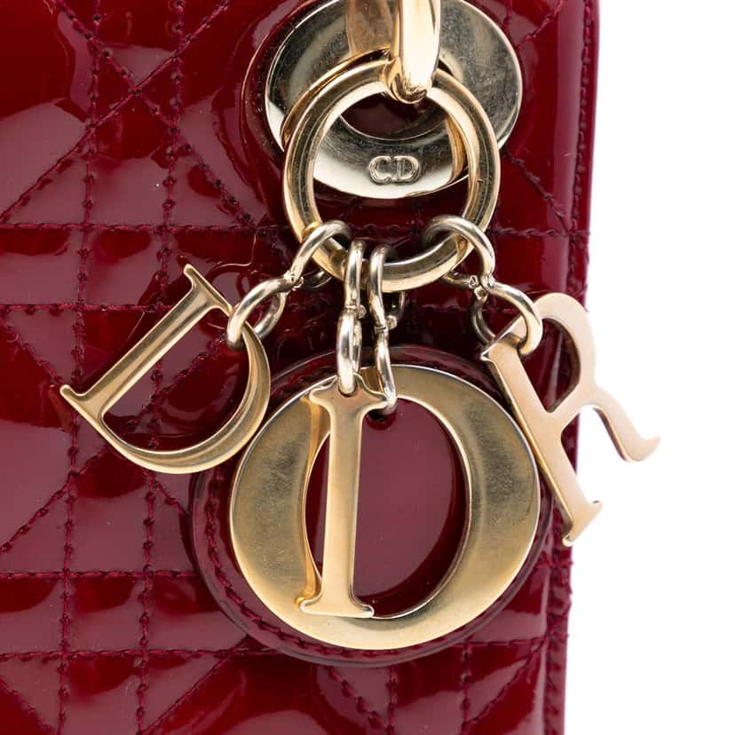 Dior Mini Patent Cannage Lady Dior Red Leather Very good condition - Box View