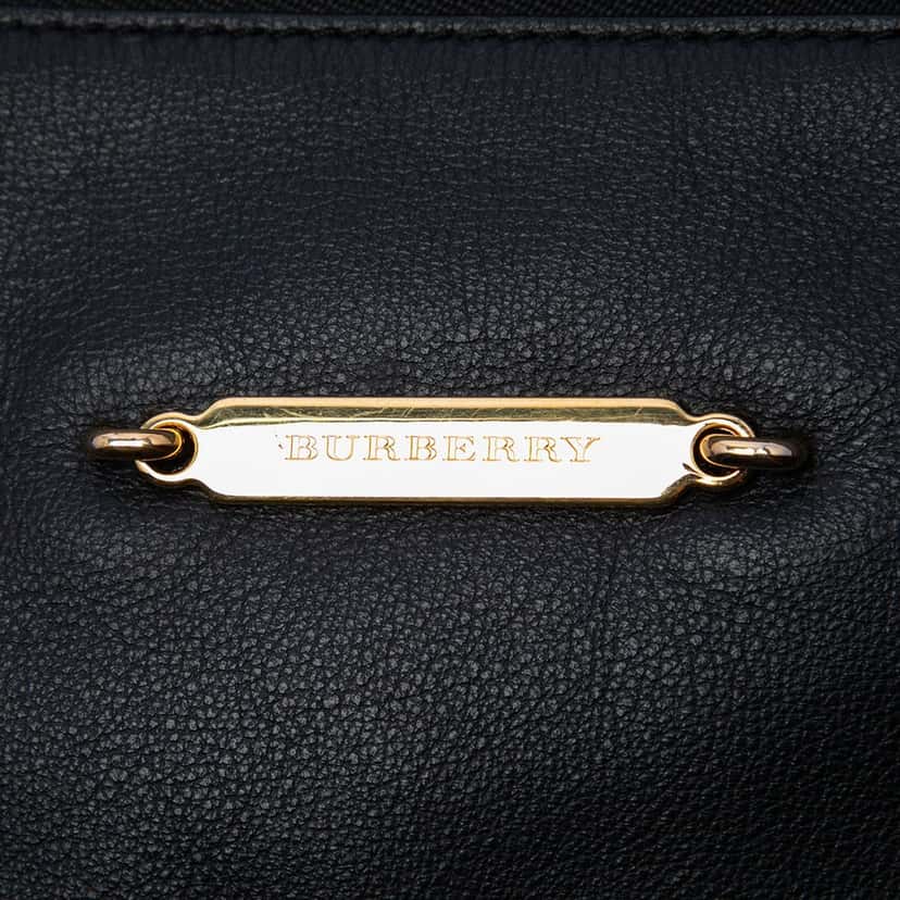 Burberry House Check Trimmed Leather Big Crush Convertible Tote Black Leather Very good condition - Box View