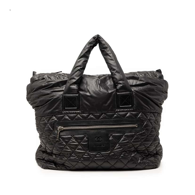 Chanel Large Quilted Nylon Reversible Coco Cocoon Tote Black Very good condition - Front View