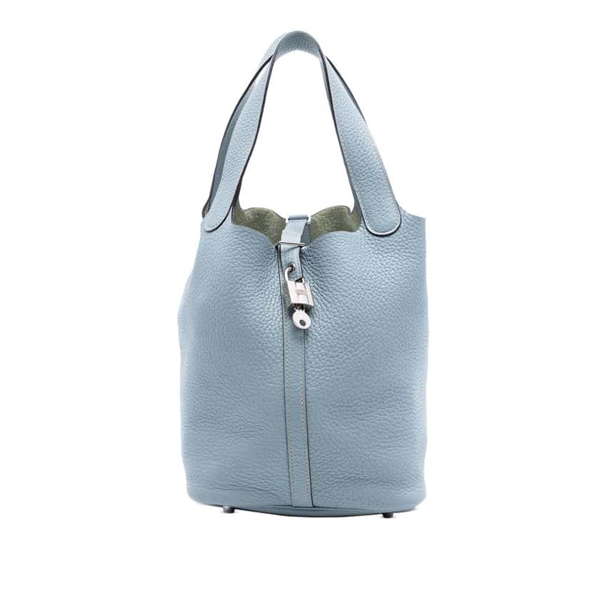 Hermès Clemence Picotin Lock 22 Blue Leather Very good condition - Front View