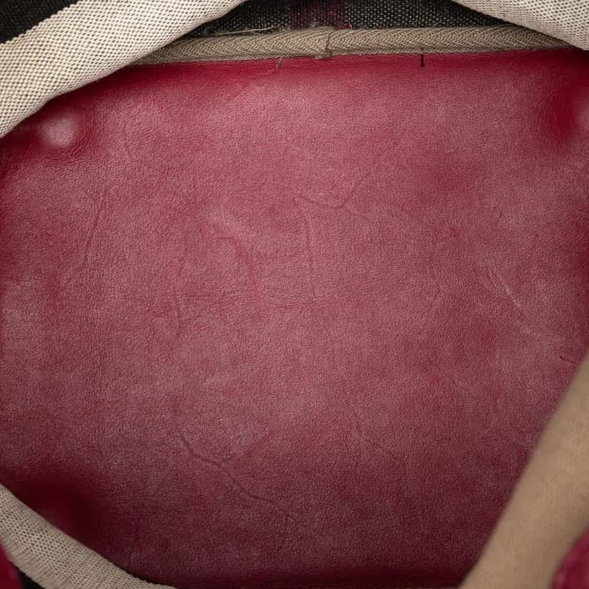 Burberry Medium Mega Check Canvas and Grained Calfskin Ashby Tassel Bucket Bag Brown Very good condition - Model View