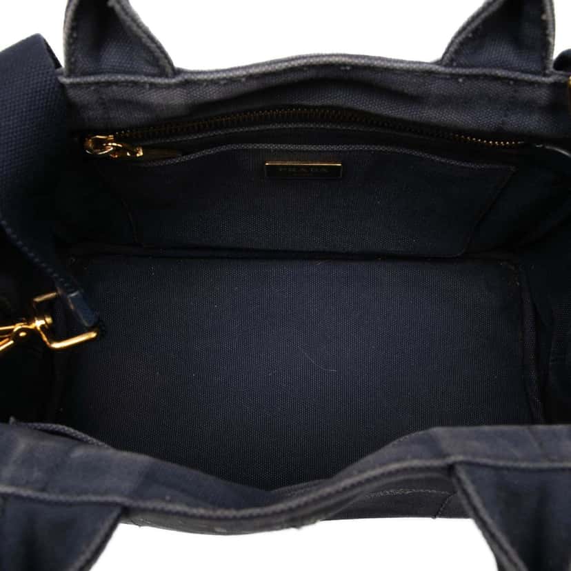 Prada Small Canvas Canapa Logo Satchel Blue Very good condition - Model View