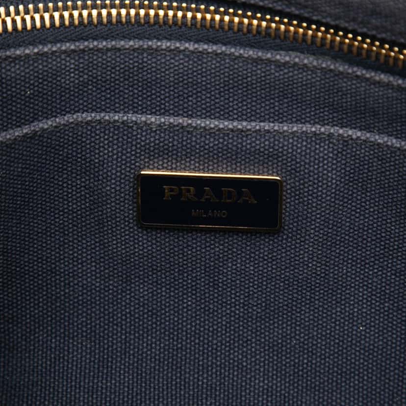 Prada Small Canvas Canapa Logo Satchel Blue Very good condition - Box View