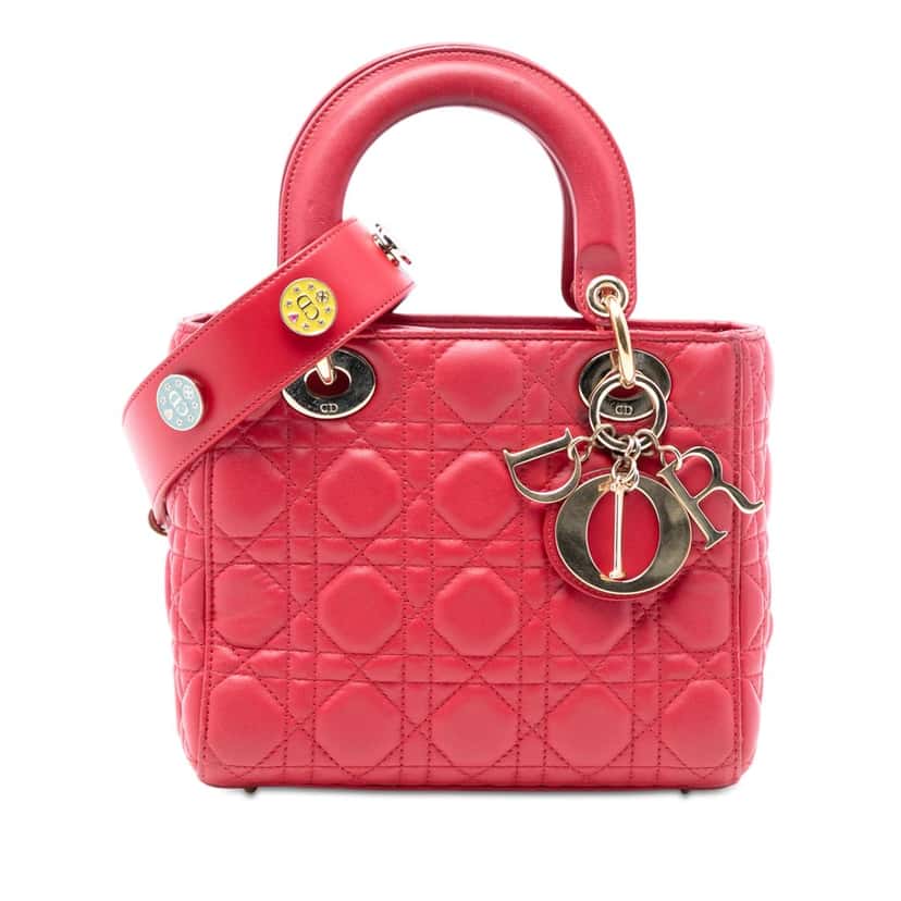Dior Small Lambskin Cannage My ABCDior Lady Dior Pink Leather Very good condition - Front View