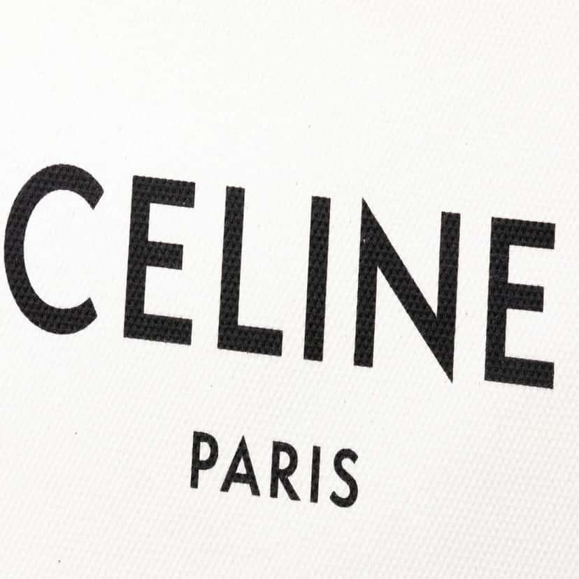Celine Large Canvas Logo Clutch White Very good condition - Box View
