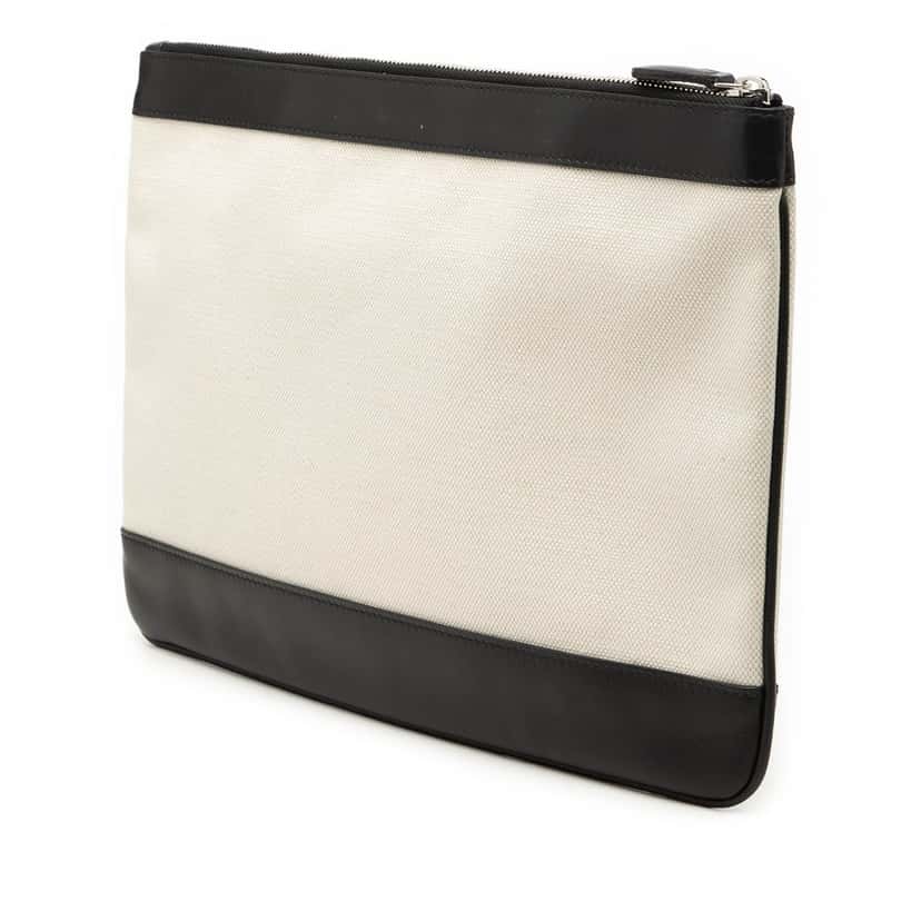 Balenciaga Canvas Navy Clip M Clutch Brown Very good condition - Back View