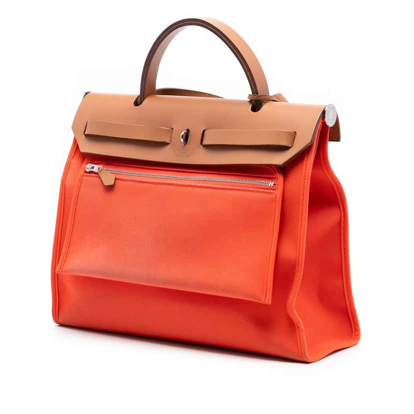 Hermès Toile Herbag Zip 31 Orange Very good condition - Back View