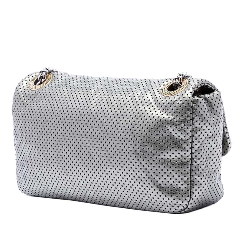 Chanel Medium Reissue Perforated Calfskin Drill Flap Silver Leather Very good condition - Back View