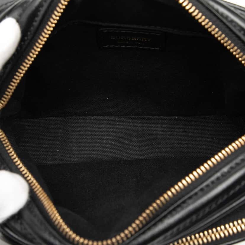 Burberry Embossed Calfskin TB Monogram Camera Chain Crossbody Black Leather Good condition - Model View