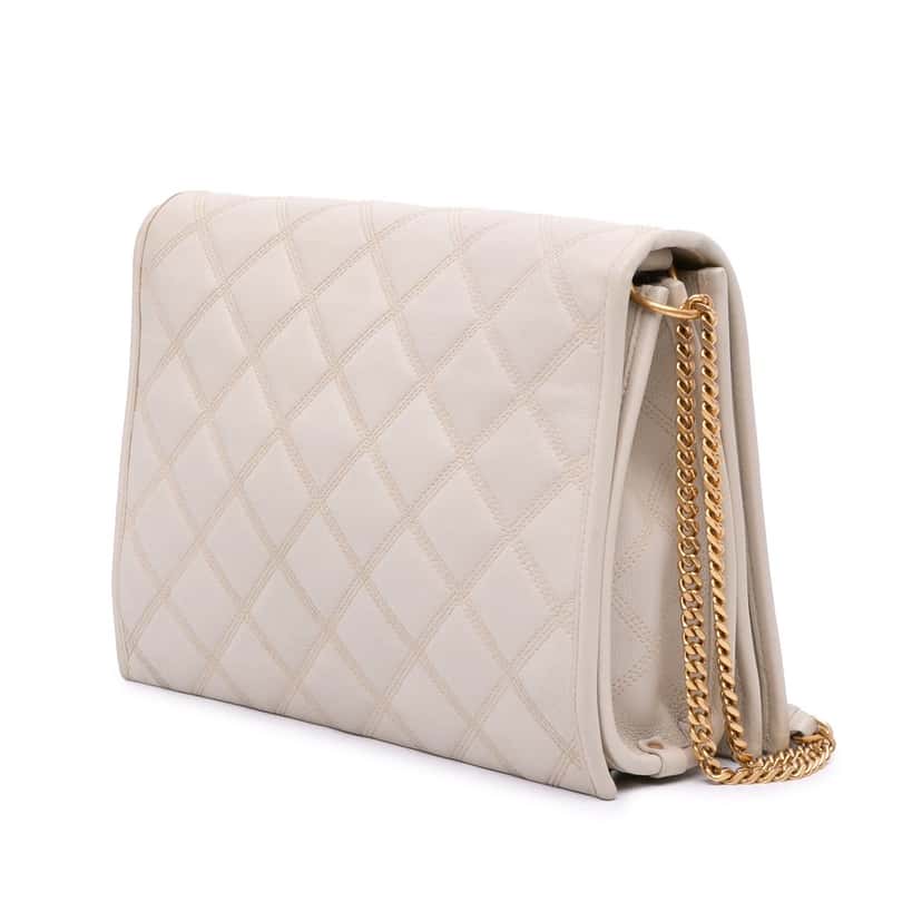 Saint Laurent Small Quilted Lambskin Becky Chain Shoulder Bag White Leather Very good condition - Back View