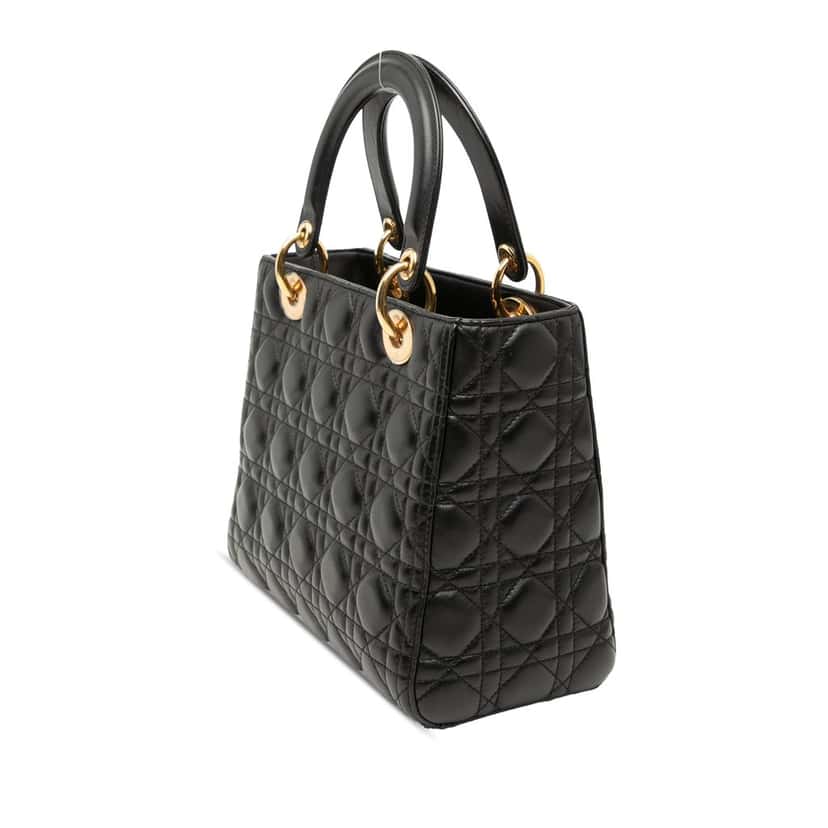 Dior Medium Lambskin Cannage Lady Dior Black Leather Very good condition - Back View