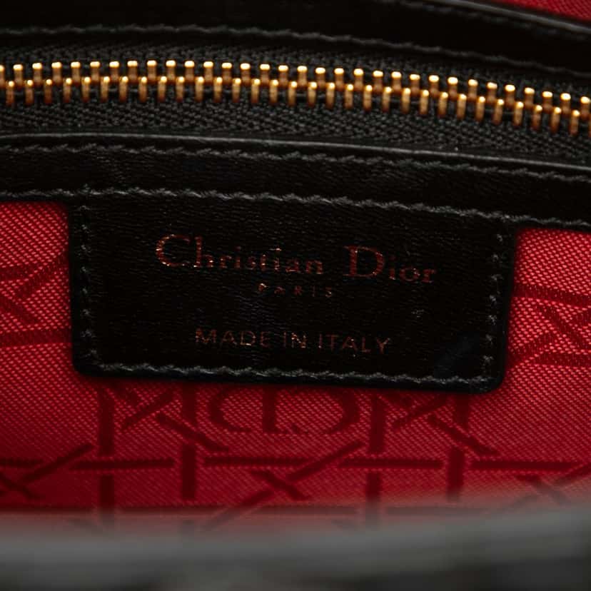 Dior Medium Lambskin Cannage Lady Dior Black Leather Very good condition - Box View