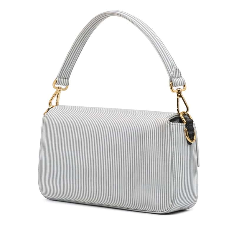 Fendi Striped Jersey Baguette Satchel White Very good condition - Back View