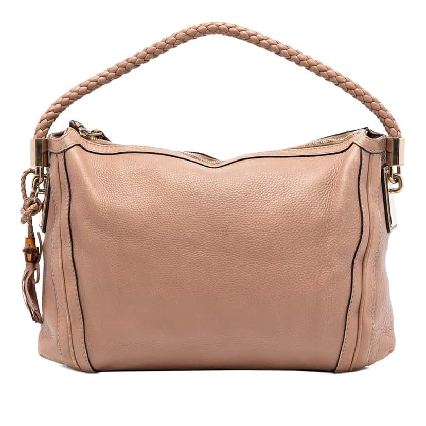 Gucci Medium Pebbled Calfskin Bella Shoulder Bag Brown Leather Very good condition - Front View