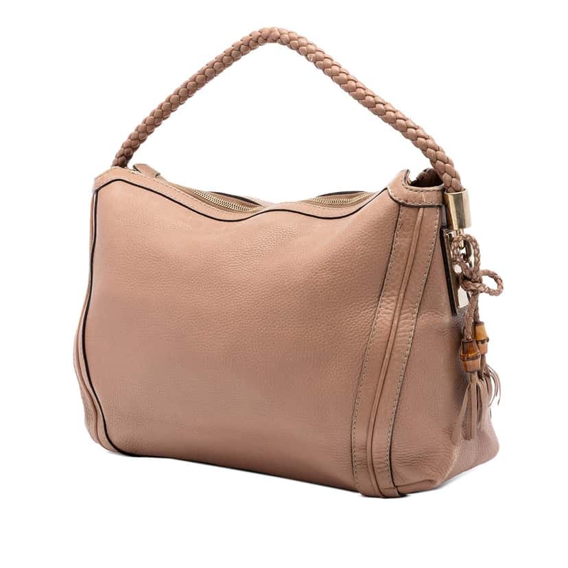 Gucci Medium Pebbled Calfskin Bella Shoulder Bag Brown Leather Very good condition - Back View