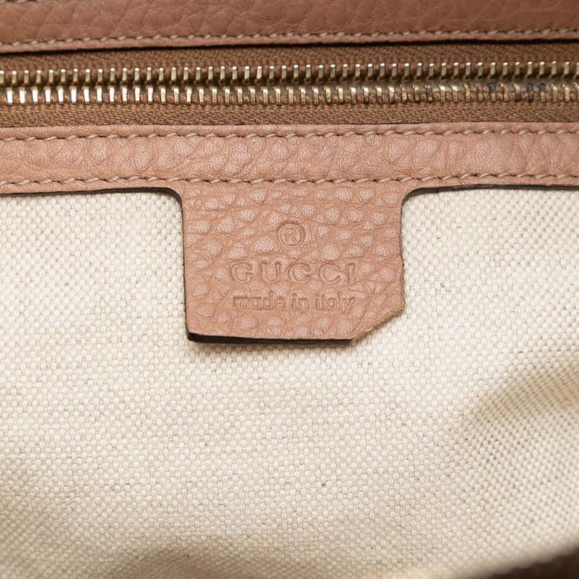Gucci Medium Pebbled Calfskin Bella Shoulder Bag Brown Leather Very good condition - Box View
