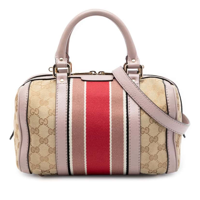 Gucci Small GG Canvas Web Joy Boston Bag Beige Very good condition - Front View