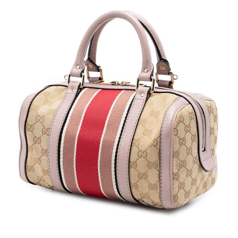 Gucci Small GG Canvas Web Joy Boston Bag Beige Very good condition - Back View
