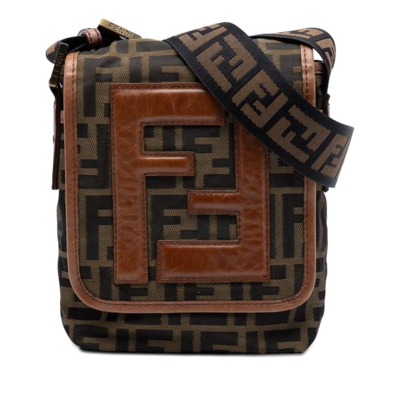 Fendi Mini FF Zucca Canvas Crossbody Brown Very good condition - Front View