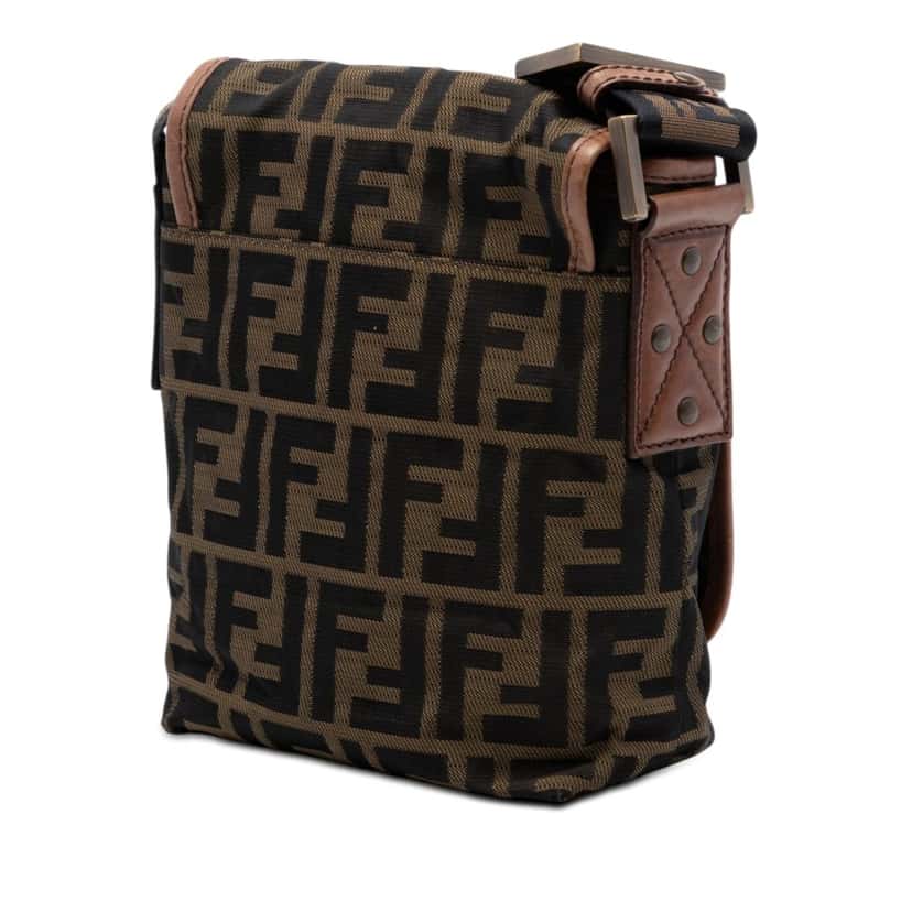 Fendi Mini FF Zucca Canvas Crossbody Brown Very good condition - Back View