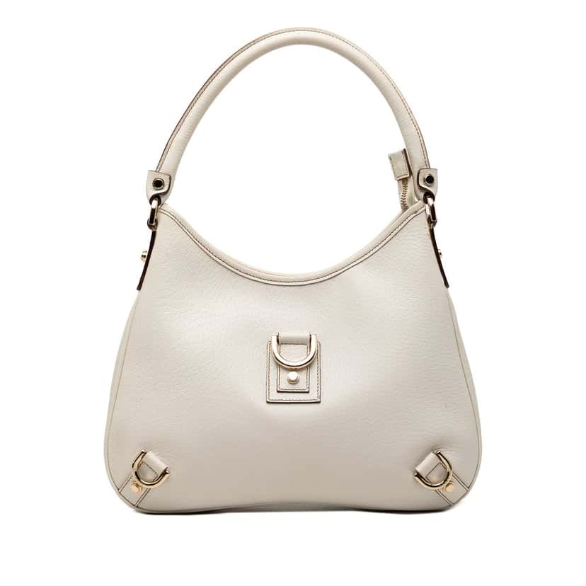 Gucci Calfskin Abbey D Ring Shoulder Bag White Leather Very good condition - Front View