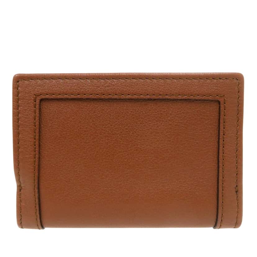 Gucci Grained Calfskin Diana Bamboo Compact Wallet Brown Leather Very good condition - Back View