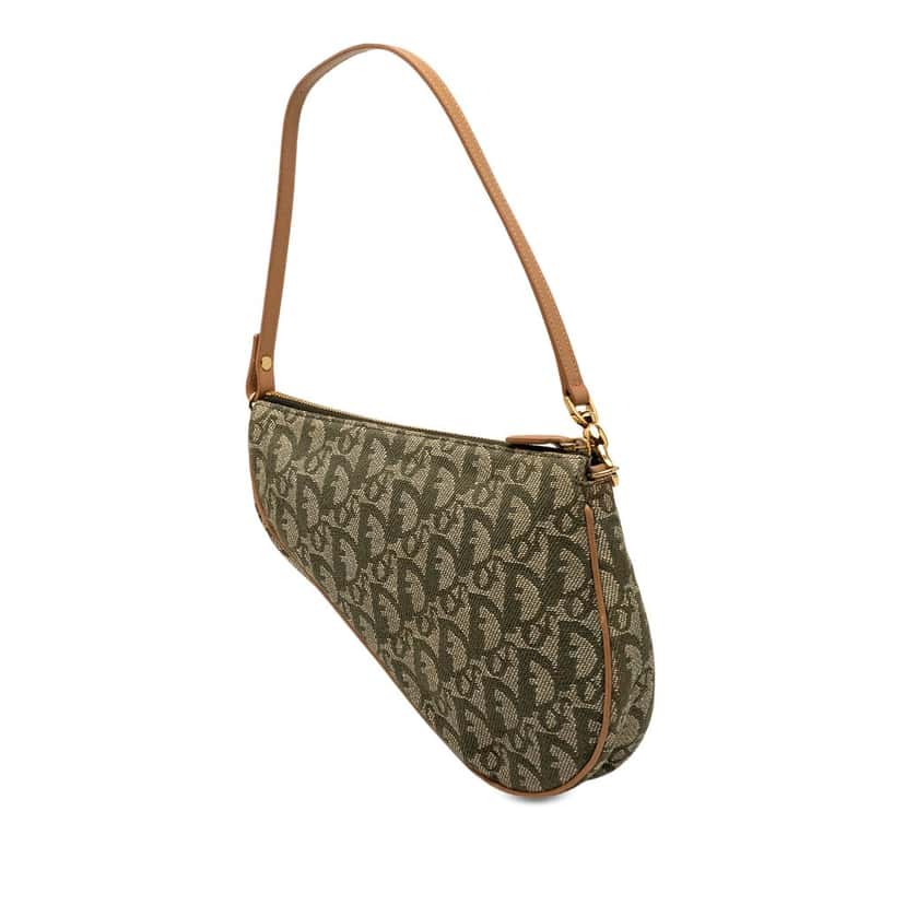 Dior Mini Diorissimo Canvas Saddle Pochette Green Very good condition - Back View