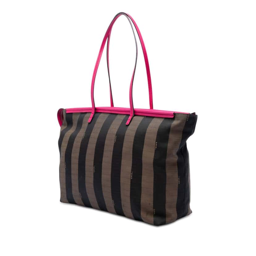 Fendi Medium Pequin Canvas Roll Tote Brown Very good condition - Back View