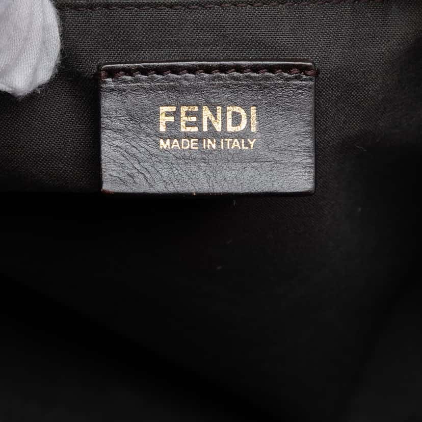 Fendi Medium Pequin Canvas Roll Tote Brown Very good condition - Box View