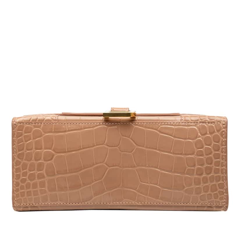 Balenciaga Small Croc Embossed Hourglass Top Handle Bag Brown Leather Very good condition - Inside View