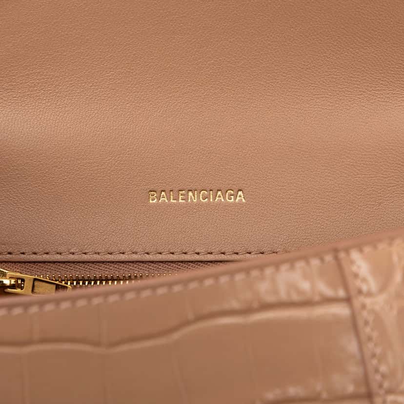Balenciaga Small Croc Embossed Hourglass Top Handle Bag Brown Leather Very good condition - Box View