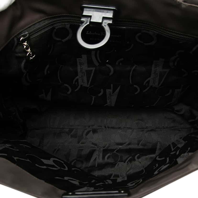 Ferragamo Nylon Gancini Tote Brown Very good condition - Model View