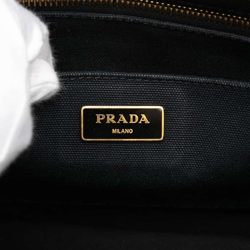Prada Small Canvas Canapa Logo Satchel Black Very good condition - Box View