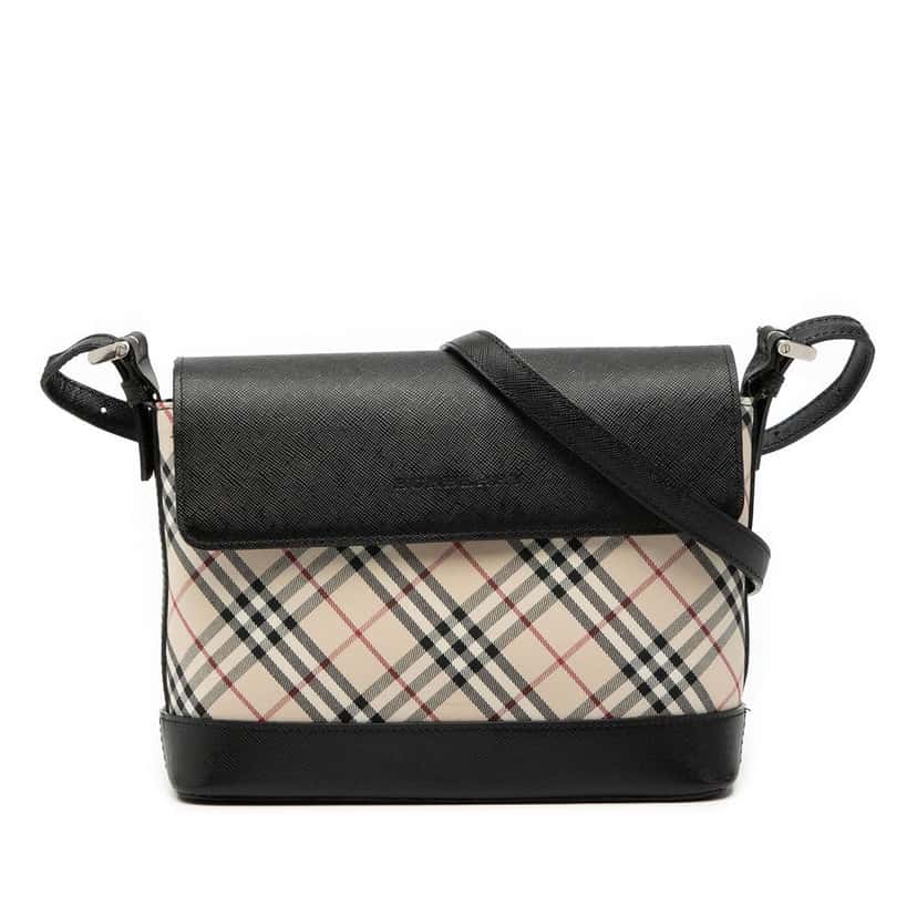 Burberry Nova Check Canvas Crossbody Beige Very good condition - Front View