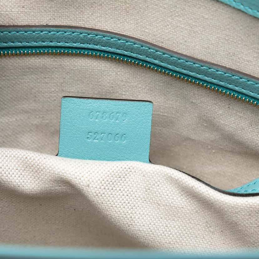 Gucci GG Star Embossed Leather Tote Blue Leather Very good condition - Box View