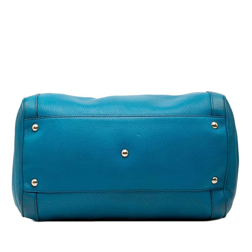 Gucci Medium Pebbled Calfskin Soho Boston Bag Blue Leather Very good condition - Inside View