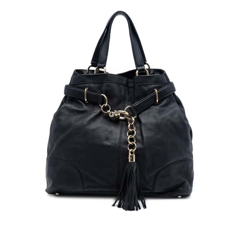 Gucci Large Leather Horsebit Sienna Tote Black Leather Very good condition - Front View