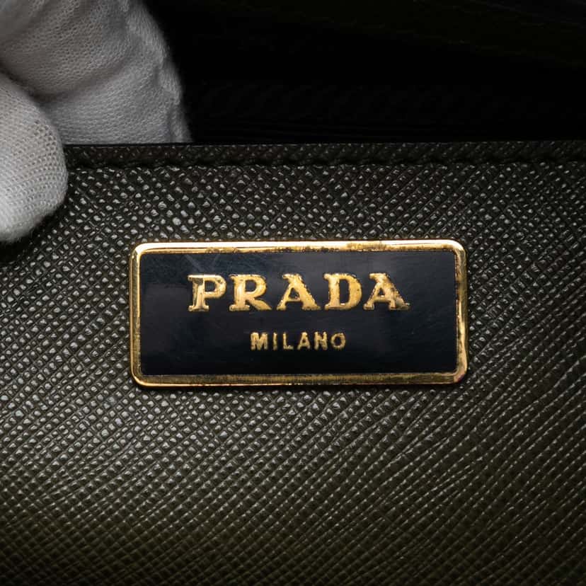 Prada Extra Large Saffiano Lux Promenade Satchel Green Leather Very good condition - Box View