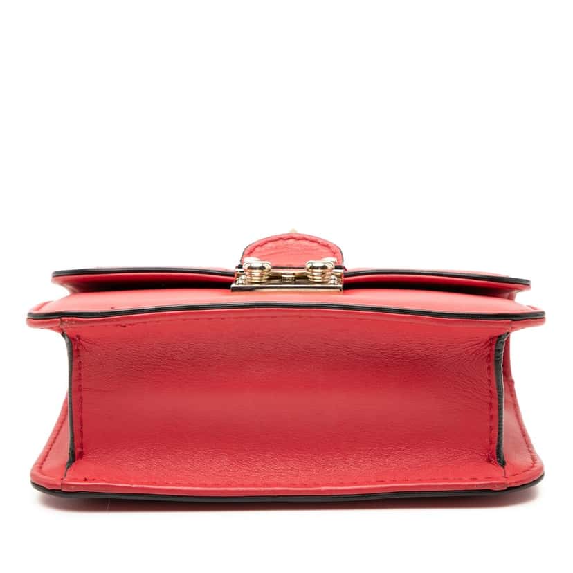 Valentino Mini Leather Rockstud Glam Lock Crossbody Red Leather Very good condition - Inside View