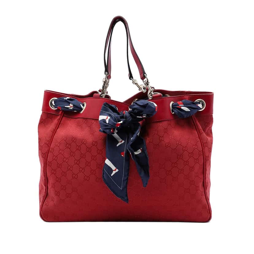 Gucci Large GG Canvas Positano Tote Red Very good condition - Front View