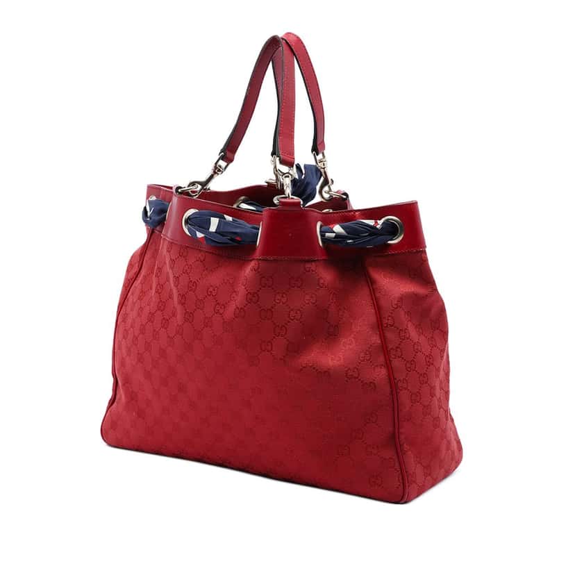 Gucci Large GG Canvas Positano Tote Red Very good condition - Back View