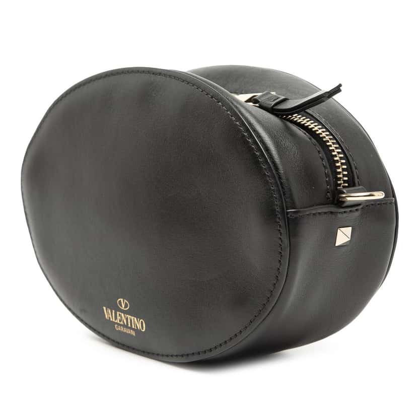 Valentino Calfskin Rockstud VLTN Oval Crossbody Black Leather Very good condition - Back View