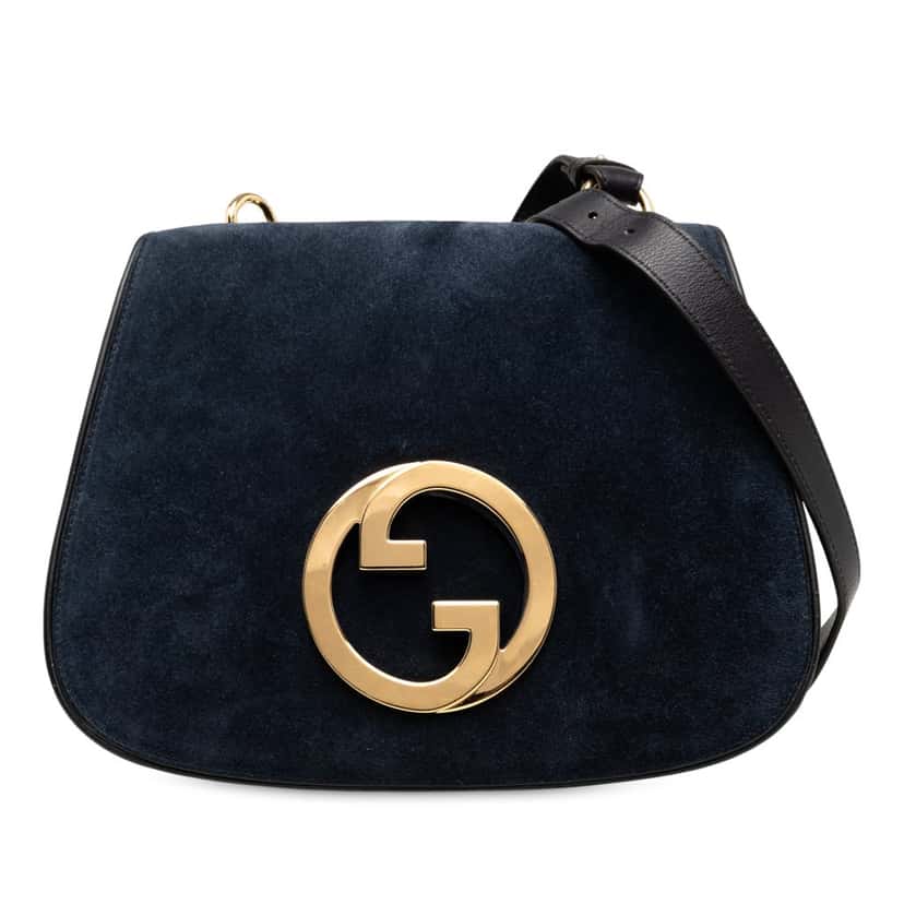 Gucci Medium Suede Blondie Crossbody Blue Leather Very good condition - Front View