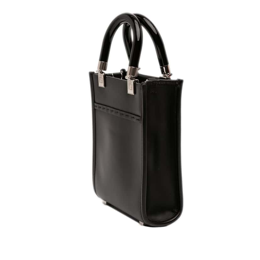 Fendi Mini Leather Sunshine Shopper Tote Black Leather Very good condition - Back View
