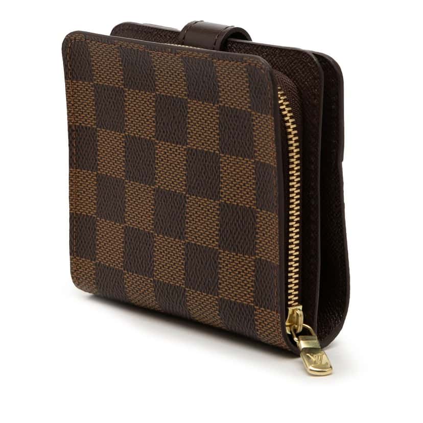 Louis Vuitton Damier Ebene Compact Zip Wallet Brown Very good condition - Back View