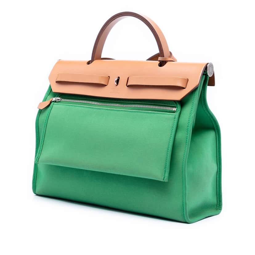 Hermès Toile Herbag Zip 31 Green Very good condition - Back View