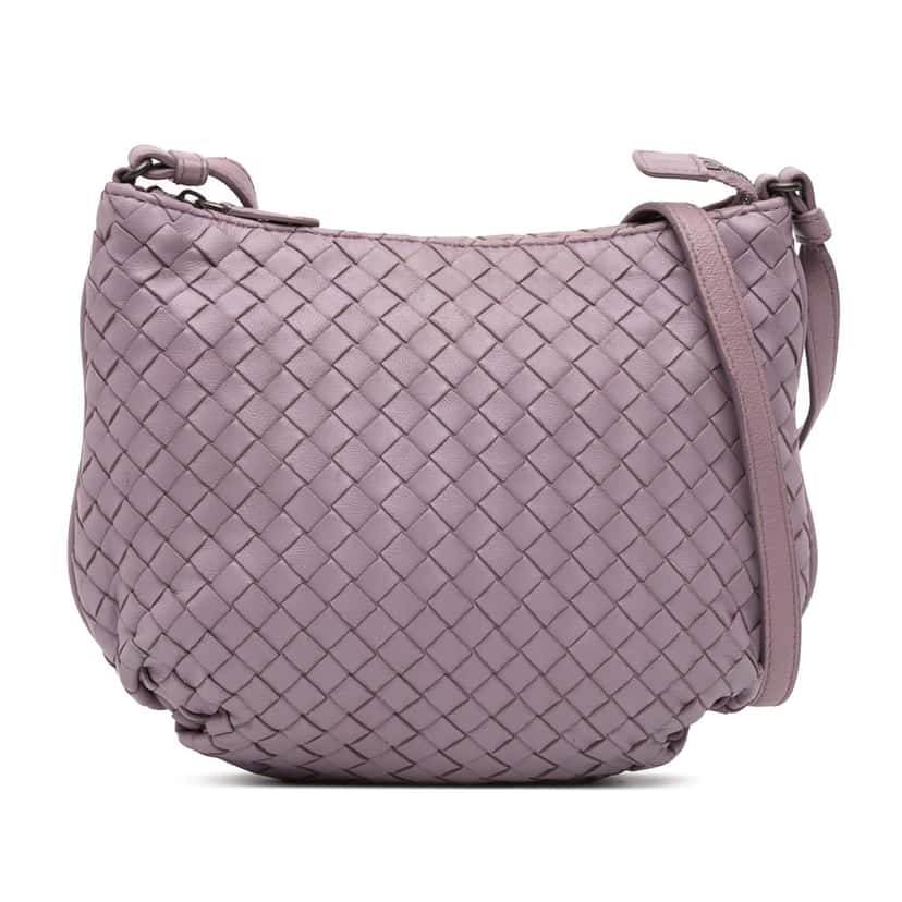 Bottega Veneta Nappa Intrecciato Crossbody Purple Leather Very good condition - Front View
