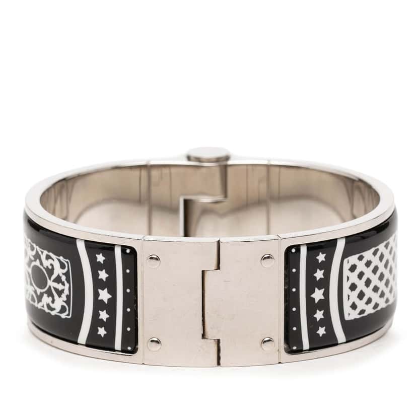 Hermès Wide Enamel Tropical Club Flacons Bandana Hinged Bangle 60 Red Very good condition - Inside View